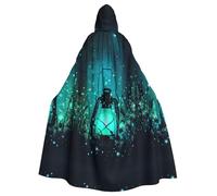 FLGHJNBJN Cape lucioles et lanterne pour homme et femme, cape à capuche Renaissance pour adulte, cape médiévale, cape pour costumes d'Halloween et cosplay