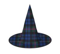FLGHJNBJN Chapeau de sorcière bleu et vert avec imprimé tartan écossais pour Halloween, cosplay, fête, vacances
