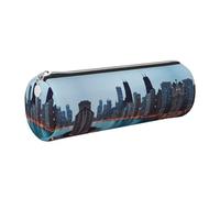 FLGHJNBJN Chicago Jolie trousse à crayons en cuir écologique avec fermeture éclair lisse et grande capacité, Argenté., Taille unique, Porte-cartes