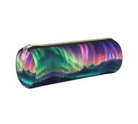 FLGHJNBJN Dark Northern Lights Trousse à crayons en cuir écologique avec fermeture éclair lisse et grande capacité, doré, Taille unique, Porte-cartes