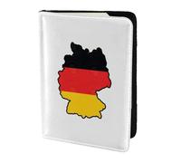 FLGHJNBJN Étui de passeport de voyage avec poche de rangement pour documents et carte de drapeau allemand, indispensable pour le voyage en cuir synthétique