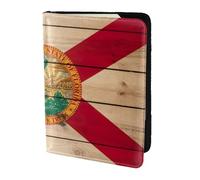 FLGHJNBJN Étui de passeport de voyage avec poche de rangement pour documents et imprimé drapeau de la Floride en cuir synthétique