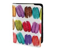FLGHJNBJN Étui de passeport de voyage avec poche de rangement pour documents et pâtisseries aromatisés macarons et biscuits en cuir synthétique