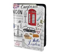 FLGHJNBJN Étui de passeport de voyage avec poche de rangement pour documents I Love London en cuir synthétique