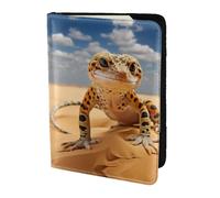 FLGHJNBJN Étui de passeport de voyage avec poche de rangement pour documents imprimé léopard et gecko sable