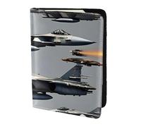 FLGHJNBJN Étui de passeport de voyage imprimé avions de chasse avec poche de rangement pour documents, indispensable pour le voyage en cuir synthétique
