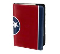 FLGHJNBJN Étui de passeport de voyage imprimé drapeau du Tennessee avec poche de rangement pour documents, indispensable de voyage en cuir synthétique