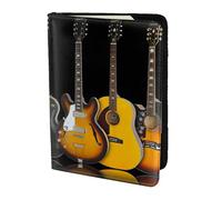 FLGHJNBJN Étui de passeport de voyage imprimé guitare électrique avec poche de rangement pour documents, indispensable de voyage en cuir synthétique