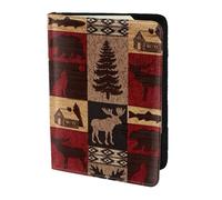 FLGHJNBJN Étui de passeport de voyage Lodge Bear avec poche de rangement pour documents et imprimé cerf en cuir synthétique indispensable pour le voyage