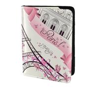 FLGHJNBJN Étui pour passeport de voyage imprimé Tour de Paris et vélo avec poche de rangement pour documents en cuir synthétique indispensable pour le voyage