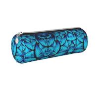 FLGHJNBJN Grande trousse à crayons en cuir écologique avec fermeture éclair lisse Motif papillons bleus, Argenté., Taille unique, Porte-cartes