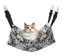 FLGHJNBJN Hamac confortable pour chat en forme de tête de mort, lit perchoir de fenêtre réglable avec velours doux pour chats d'intérieur