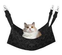 FLGHJNBJN Hamac gothique pour chat en forme de tête de mort, lit perchoir de fenêtre, lit réglable pour animal domestique avec velours doux pour chats d'intérieur