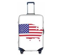 FLGHJNBJN Housse de bagage imprimée avec carte du drapeau des États-Unis, protection de coffre extensible, bouclier de bagage personnalisé, pour voyage d'affaires, blanc, M, Valise