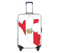 FLGHJNBJN Housse de bagage imprimée carte du drapeau du Pérou, protection de coffre extensible, bouclier de bagages personnalisé, pour voyage d'affaires, blanc, S, Valise