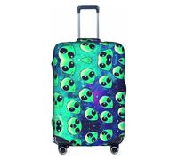 FLGHJNBJN Housse de bagage imprimée d'extraterrestres verts, protection de coffre extensible, bouclier de bagage personnalisé, pour voyage d'affaires, blanc, L, Valise