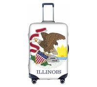 FLGHJNBJN Housse de bagage imprimée drapeau de l'État de l'Illinois, protection de coffre extensible, bouclier de bagage personnalisé, pour voyage d'affaires, blanc, XL, Valise