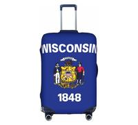 FLGHJNBJN Housse de bagage imprimée drapeau de l'État du Wisconsin, protection de coffre extensible, bouclier de bagage personnalisé, pour voyage d'affaires, blanc, M, Valise