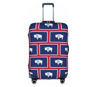 FLGHJNBJN Housse de bagage imprimée drapeau de l'État du Wyoming, protection de coffre extensible, bouclier de bagages personnalisé, pour voyage d'affaires, blanc, L, Valise