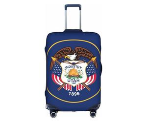 FLGHJNBJN Housse de bagage imprimée drapeau de l'Utah, protection de coffre extensible, bouclier de bagage personnalisé, pour voyage d'affaires, blanc, M, Valise