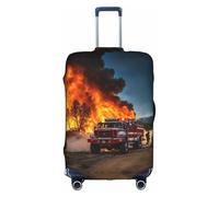 FLGHJNBJN Housse de bagage imprimée flamme pompier pompier, protection de coffre extensible, bouclier de bagages personnalisé, pour voyage d'affaires, blanc, L, Valise