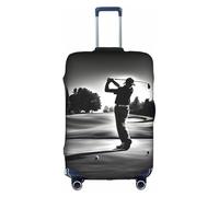 FLGHJNBJN Housse de bagage imprimée noire et blanche avec motif de golf, protection de coffre extensible, bouclier de bagage personnalisé, pour voyage d'affaires, blanc, S, Valise
