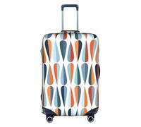 FLGHJNBJN Housse de bagage rétro moderne du milieu du siècle avec formes de goutte imprimées, protection de coffre extensible, bouclier de bagage personnalisé, pour voyage d'affaires, blanc, XL