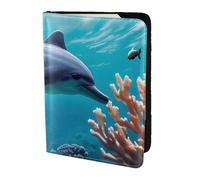 FLGHJNBJN Magnifique étui de passeport de voyage avec poche de rangement pour documents et imprimé dauphins du monde sous-marin, sac indispensable de voyage en cuir synthétique
