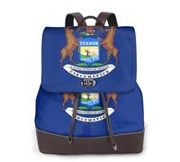FLGHJNBJN Michigan State Flag Sac à dos polyvalent en cuir pour femme, sac à dos élégant en polyuréthane pour les trajets quotidiens, l'université, les voyages, l'extérieur