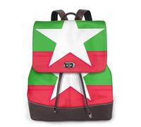 FLGHJNBJN Sac à dos polyvalent en cuir avec drapeau de la Birmanie pour femme, sac à dos élégant en polyuréthane pour les déplacements, l'université, les voyages, l'extérieur