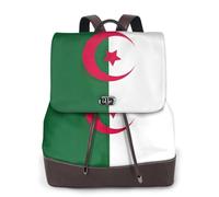 FLGHJNBJN Sac à dos polyvalent en cuir avec drapeau de l'Algérie pour femme, sac à dos élégant en polyuréthane pour les trajets quotidiens, l'université, les voyages, l'extérieur