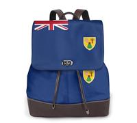 FLGHJNBJN Sac à dos polyvalent en cuir avec drapeau des îles Turques et Caïques pour femme, sac à dos élégant en polyuréthane pour les trajets quotidiens, l'université, les voyages, l'extérieur