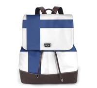 FLGHJNBJN Sac à dos polyvalent en cuir avec drapeau finlandais pour femme, sac à dos élégant en polyuréthane pour les trajets quotidiens, l'université, les voyages, l'extérieur
