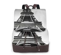 FLGHJNBJN Sac à dos polyvalent en cuir PU pour femme, motif Tour Eiffel de Paris, noir, sac à dos élégant pour trajet, université, voyage, extérieur