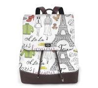 FLGHJNBJN Sac à dos polyvalent en cuir synthétique pour femme, motif Tour Eiffel de Paris, sac à dos élégant en cuir synthétique pour les trajets quotidiens, l'université, les voyages, l'extérieur
