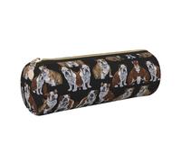 FLGHJNBJN Trousse à crayons en cuir avec motif bouledogues anglais - Respectueux de l'environnement - Fermeture éclair lisse - Grande capacité, doré, Taille unique, Porte-cartes