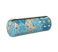 FLGHJNBJN Trousse à crayons en cuir avec motif carte de la Grèce - Respectueux de l'environnement - Fermeture éclair lisse - Grande capacité, doré, Taille unique, Porte-cartes