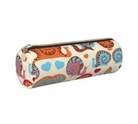 FLGHJNBJN Trousse à crayons en cuir avec motif escargot mignon et écologique, fermeture éclair lisse, grande capacité, doré, Taille unique, Porte-cartes