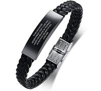 FLHEART Cadeau pour ma fille - Bracelet en cuir et acier inoxydable gravé avec citation d'amour « Always Remember » inspirante pour l'obtention d'un diplôme d'anniversaire de mariage pour femmes