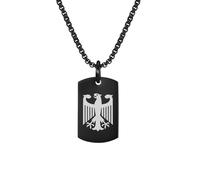 FLHEART Collier Allemagne aigle pour homme - Pendentif en acier inoxydable 316L avec gravure aigle fédéral pour homme - Cadeau - Longueur de la chaîne : 60 cm, Acier inoxydable, Pas de gemme