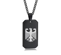 FLHEART Collier Allemagne aigle pour homme - Pendentif en acier inoxydable 316L avec gravure aigle fédéral pour homme - Cadeau - Longueur de la chaîne : 60 cm, Acier inoxydable, No Gemstone