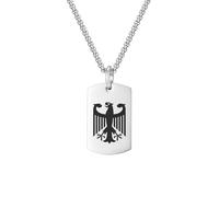 FLHEART Collier Allemagne aigle pour homme - Pendentif en acier inoxydable 316L avec gravure aigle fédéral pour homme - Cadeau - Longueur de la chaîne : 60 cm, Acier inoxydable, Pas de gemme