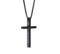 FLHEART Collier Croix Homme Biblique Gravé - Pendentif Chrétien Religieux en Acier Inoxydable 316L avec Verset Biblique Gravé Dios es Amor, Collier Croix Cadeau pour Hommes, Chaîne Rolo 55+5cm