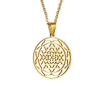 FLHEART Collier de méditation pour homme et femme - Géométrie sacrée - Cadeau en acier inoxydable - Symbole hindouisme Sri Yantra Chakra - Amulette - Bijoux talisman, Métal