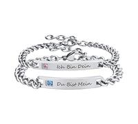 FLHEART Paire de bracelets pour homme et femme - Relations personnalisées - Personnalisables - Réglables - Pour amoureux, sœur, frère, famille - BFF, Métal