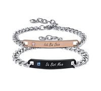 FLHEART Paire de bracelets pour homme et femme - Relations personnalisées - Personnalisables - Réglables - Pour amoureux, sœur, frère, famille - BFF, Métal