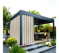 Fliegengitter Rideau d'extérieur coulissant - Brise-vue - 200 x 255 cm (l x H) - Protection solaire - Amovible - Pour véranda, jardin, porte coulissante, pavillon - Beige