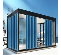Fliegengitter Rideau d'extérieur résistant aux intempéries, 210 x 260 cm, isolation thermique, brise-vue, protection solaire, trous perforés en haut et en bas, pour balcon, terrasse, pergola, bleu