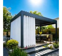 Fliegengitter Rideau d'extérieur thermique - Brise-vue - 240 x 225 cm (l x H) - Protection solaire avec œillets en haut et en bas pour véranda, pergola, tonnelle, blanc