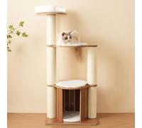 Flieks Arbre à chat avec maison pour chats, arbre à chat avec tapis à griffer amovibles, grimper pour chats avec tremplin à 3 niveaux, 135cm